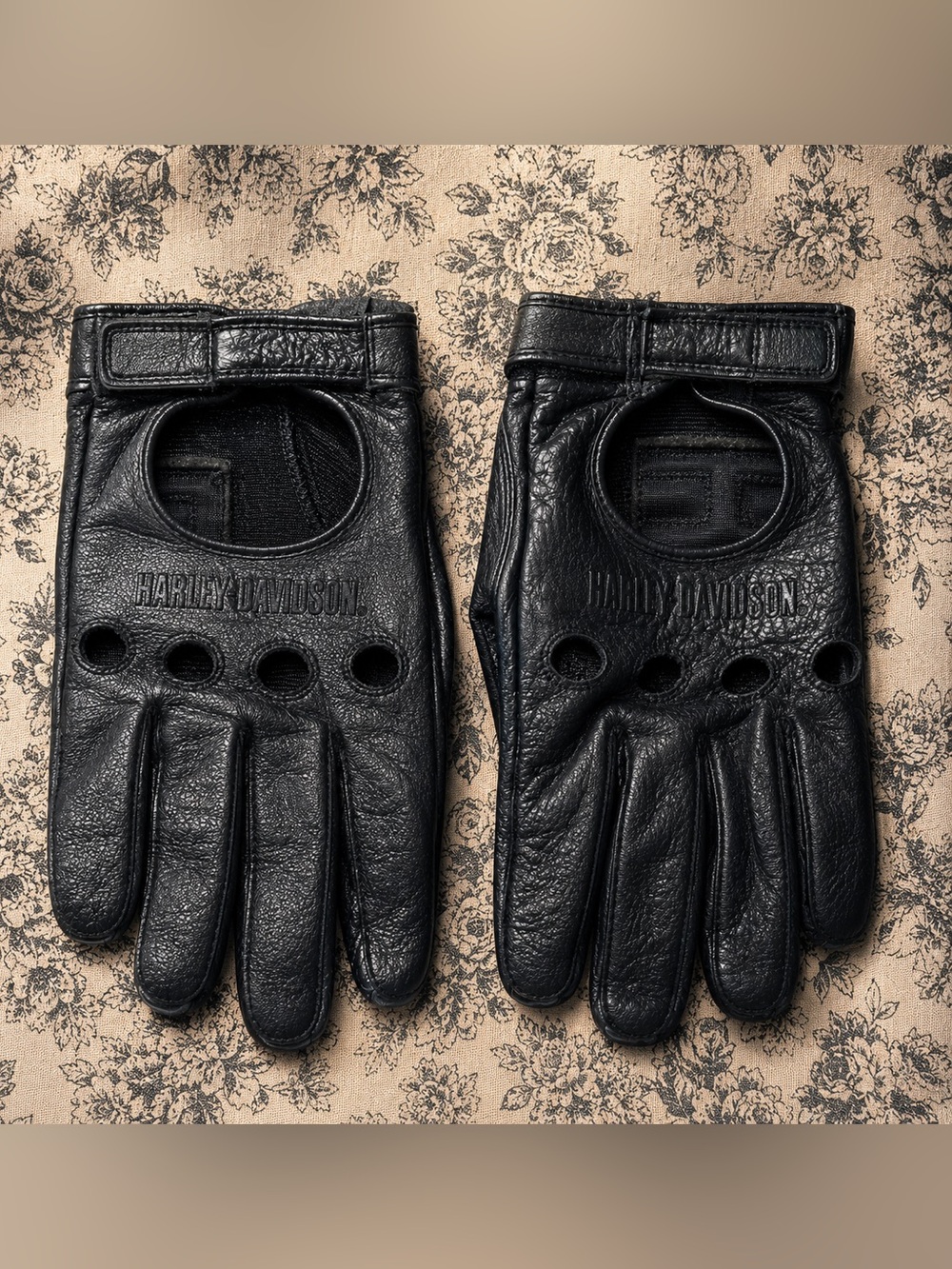 Vintage Harley Davidson Leather Riding Gloves Women’s Small Black Motorcycle